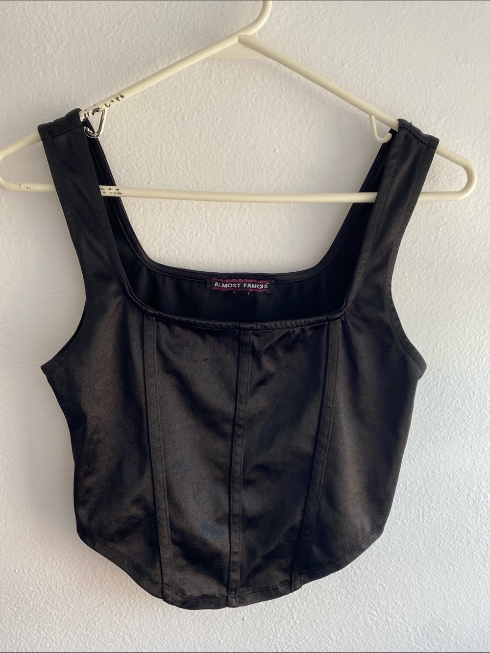 Vintage Almost Famous Black Square-Neck Bustier Crop Tank